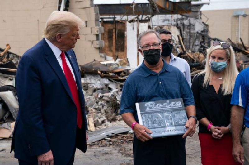 A Kenosha man says the Trump-supporting 'owner' of a destroyed business in a photo op was actually his predecessor who sold the shop 8 years ago