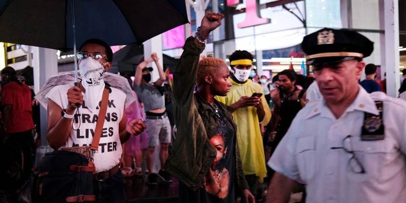 Video shows car plowing through protesters in Times Square