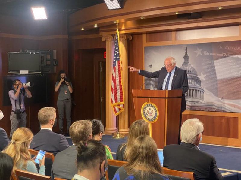 Bernie Sanders Asks Joe Manchin to say what an "entitlement society" is