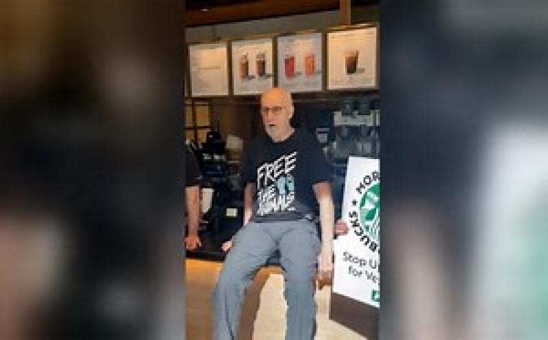 James Cromwell superglued his hand to a Starbucks counter to protest vegan milk charges