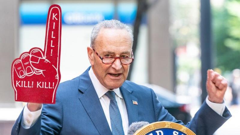 'Where Did People Get The Idea It Was OK To Attack Supreme Court Justices?' Asks Chuck Schumer Wearing Big Foam Finger Reading 'KILL KILL KILL'