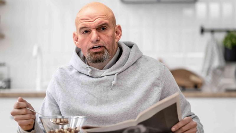 While Eating Breakfast Thursday, Fetterman Suddenly Answers 3rd Debate Question From Tuesday