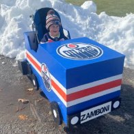 Dad builds his son an Oilers Zamboni over his wheelchair for Halloween