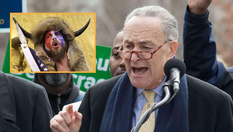 Chuck Schumer Warns Buffalo Hat Guy Will Crawl Out Of Your TV And Kill You If You Watch Tucker's Jan 6 Video | Babylon Bee