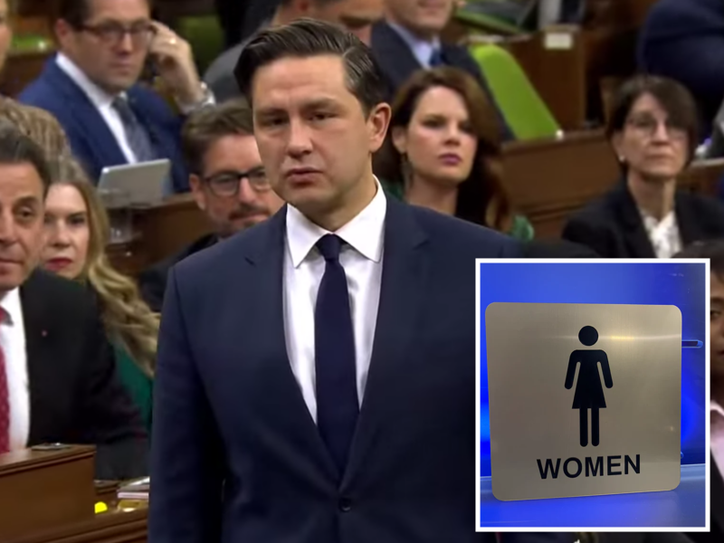 Poilievre says “female spaces” should be reserved for “biological females” and “the men who control them”