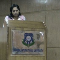 Rezwana Khan,Director & COO,Star Computer Systems Limited addresses at the workshop on "Empowerment of Women in IT" organized by CSE Department of Daffodil International University(DIU),Bangladesh hel