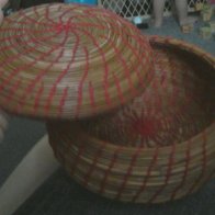 Round Pine Needle Basket With Lid