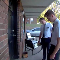 Mormon missionaries caught on video running away from a very gay doormat - LGBTQ Nation