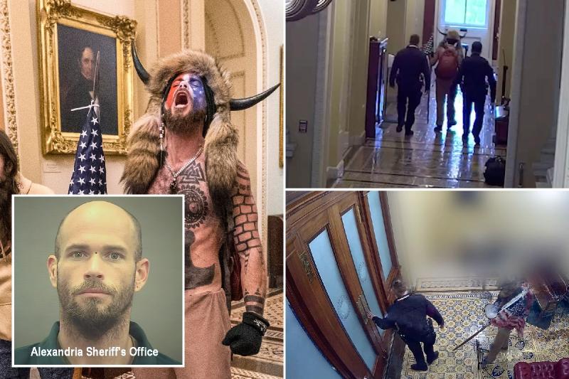 Jan. 6 footage shows cops bringing QAnon Shaman to Senate floor