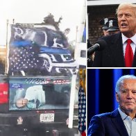 Trump under fire for video of truck with image of hogtied Biden