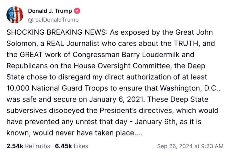 Trump Continues To Bald Face Lie About January 6th 