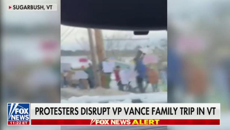 Vice President JD Vance was greeted by pro-Ukraine protesters during a Saturday ski vacation in Vermont with his wife and children.