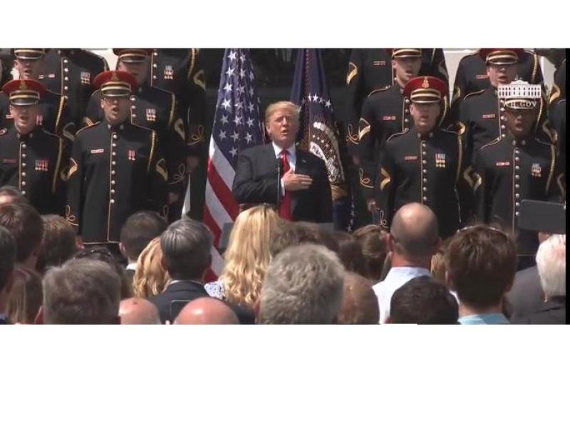 Trump Fails To Remember The Words To GOD BLESS AMERICA
