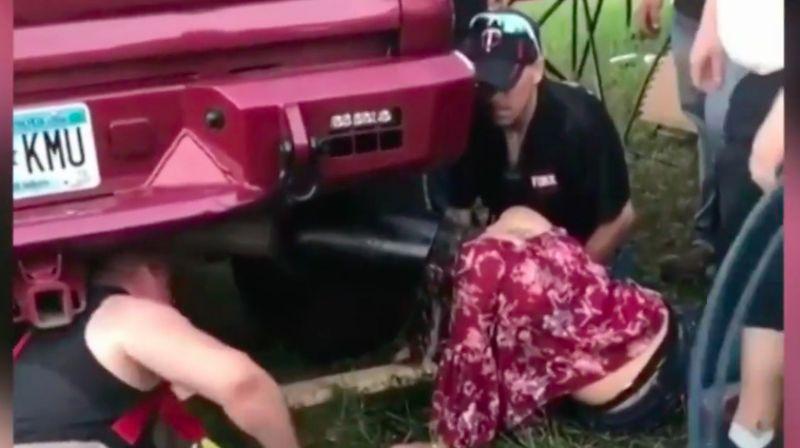 Woman Gets Head Stuck In Exhaust Pipe