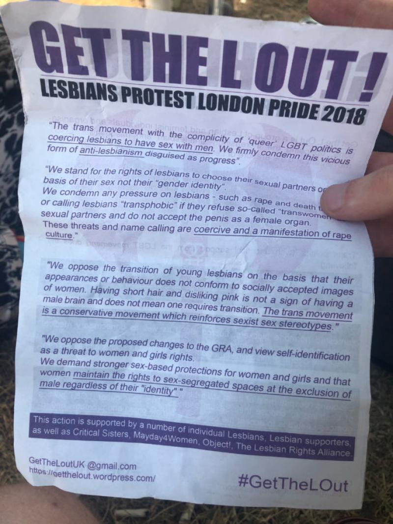 Pride parade in London led by anti-trans Lesbian group