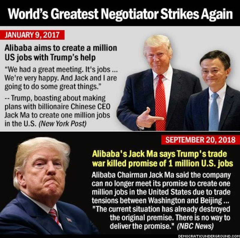 Alibaba's Jack Ma says Trump's trade war killed promise of 1 million U.S. jobs