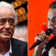 Robbie Williams 'torments' Led Zeppelin's Jimmy Page in home row