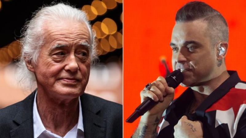 Robbie Williams 'torments' Led Zeppelin's Jimmy Page in home row