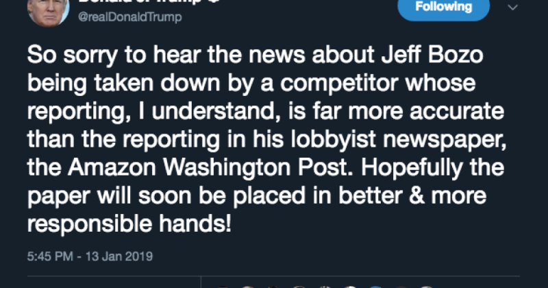 Trump Hits Fake News Washington Post’s ‘Jeff Bozo’