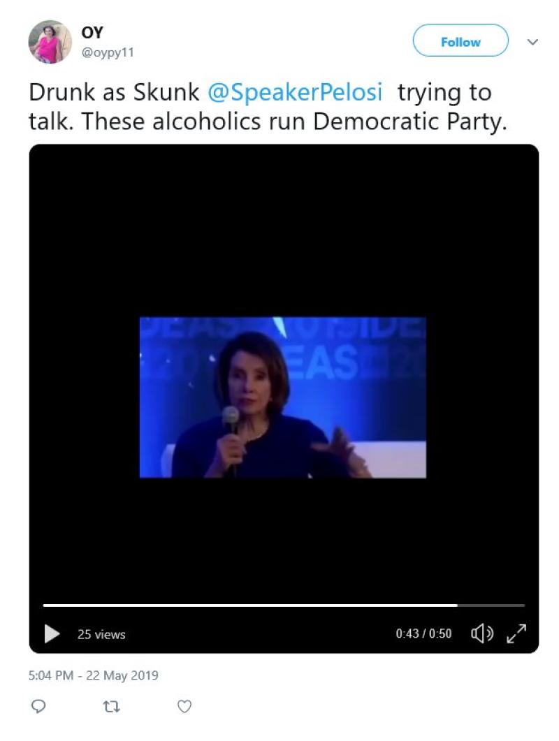 Faked Pelosi videos, slowed to make her appear drunk, spread across social media