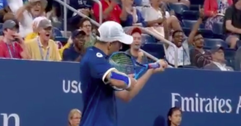 An American tennis player has been fined $10,000 for pointing his tennis racket like a rifle at a US Open official