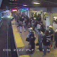 Dramatic video shows California transit worker saving man from oncoming train 