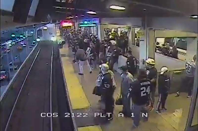 Dramatic video shows California transit worker saving man from oncoming train 