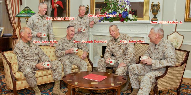 One striking image shows the Marine Corps generals who will have left the Trump administration, after the president praised their service