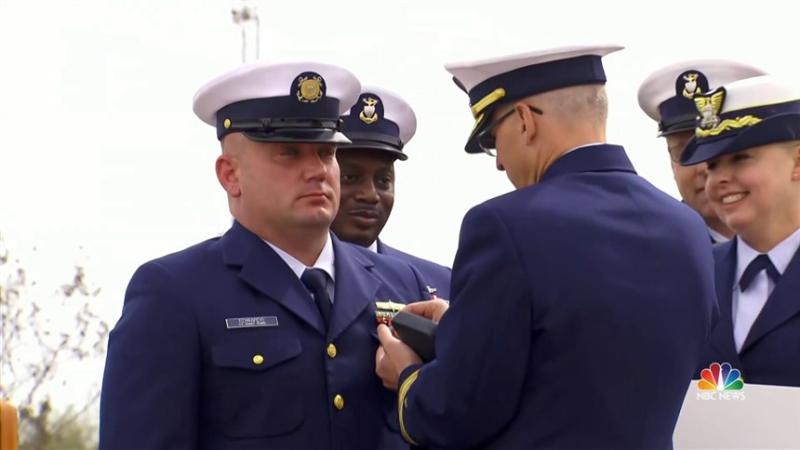 Coastguardsman honored for saving a life on wedding day