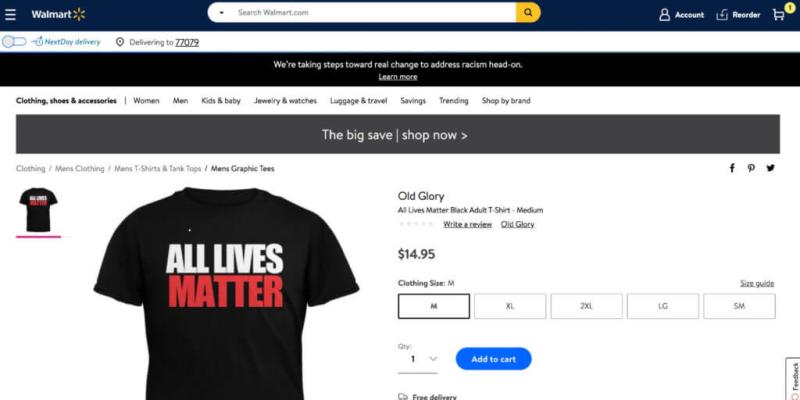 Walmart to Stop Selling 'All Lives Matter' Items on Website