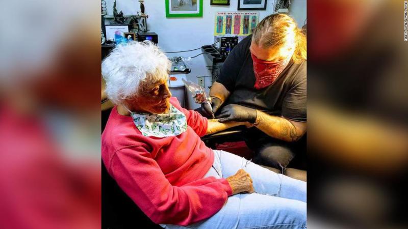 A 103-year-old woman got her first tattoo to cross it off her bucket list