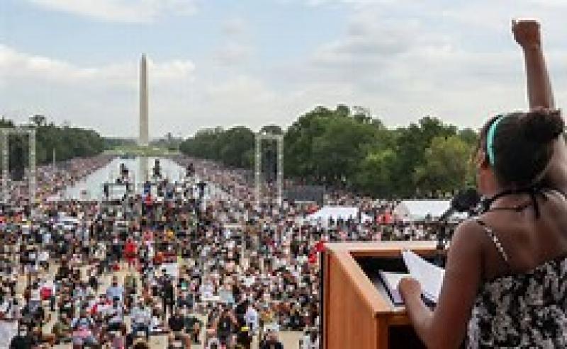 MLK 's  12 yr old Granddaughter Gives Speech Against Racism At Lincoln Memorial Rally