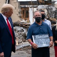 A Kenosha man says the Trump-supporting 'owner' of a destroyed business in a photo op was actually his predecessor who sold the shop 8 years ago