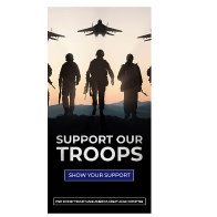 Trump ad asks people to support the troops. But it uses a picture of Russian jets.