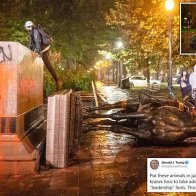 Statues of Abraham Lincoln and Theodore Roosevelt toppled in Portland | Daily Mail Online