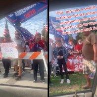 A man waved a sword at a woman blocks away from a polling place, warning her to 'vote for Trump' and photographing her license plate