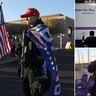 Trump fans holding rifles protest outside election center