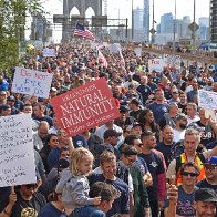 ‘We will not comply!’: NYC workers protest vax mandate with march across Brooklyn Bridge