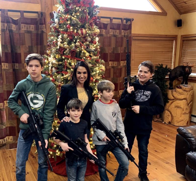 Lauren Boebert Poses with Her Small Children Holding Guns