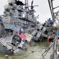 Historic World War II destroyer sinking on Buffalo waterfront as crews race to rescue it