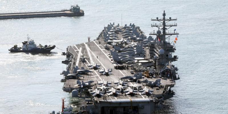 U.S. aircraft carrier arrives in South Korea as North's Kim Jong Un exchanges messages with Putin