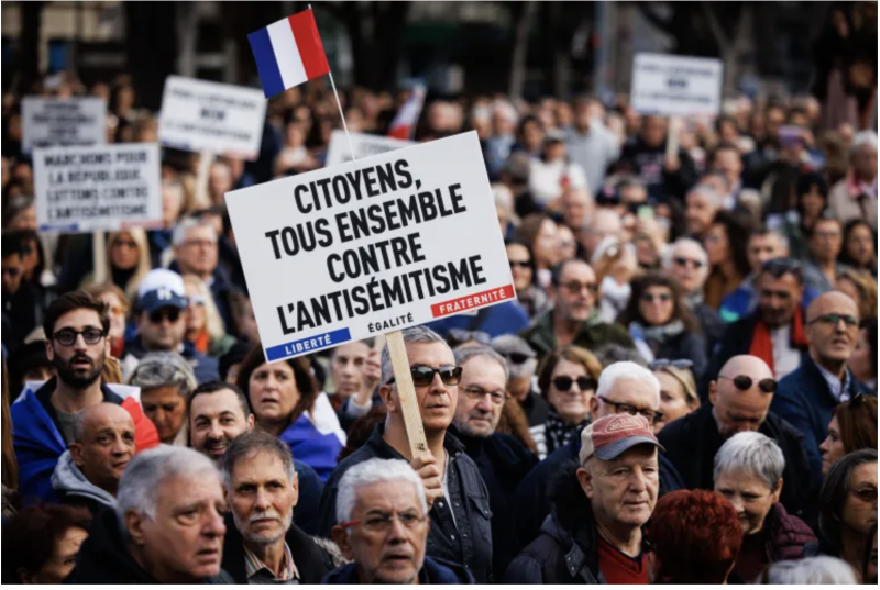 French politicians join 100,000 at Paris march against antisemitism | France | The Guardian