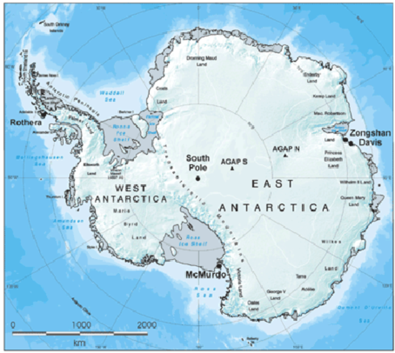 Map of Antarctica without the ice