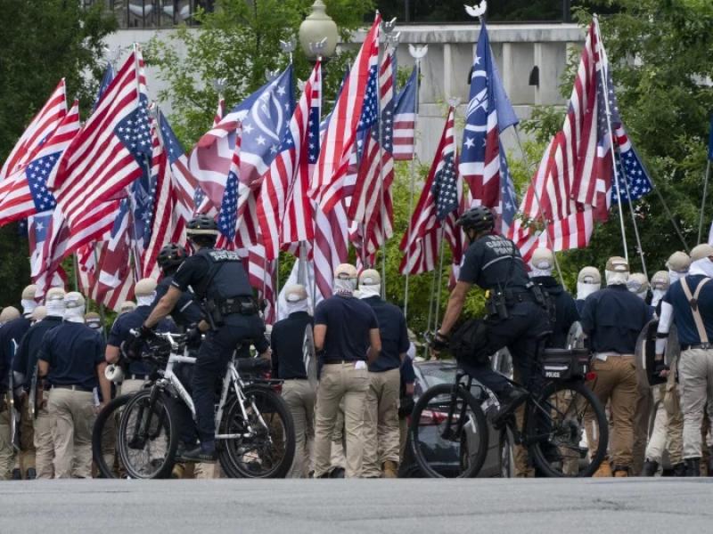 The upside-down American flag goes mainstream as a form of right-wing protest