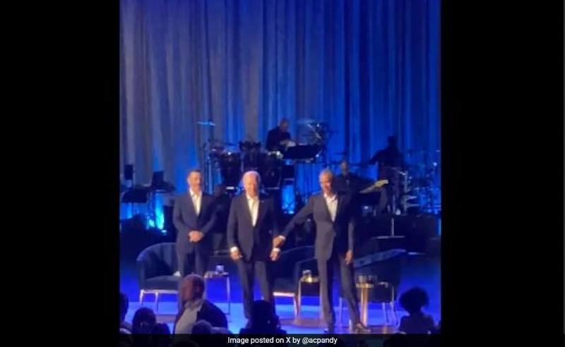 Joe Biden Freezes, Barack Obama Guides Him Off Stage At LA Fundraiser