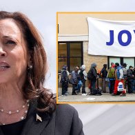 Touching: Kamala Announces Plan To Hang 'Joy' Sign Above Bread Lines