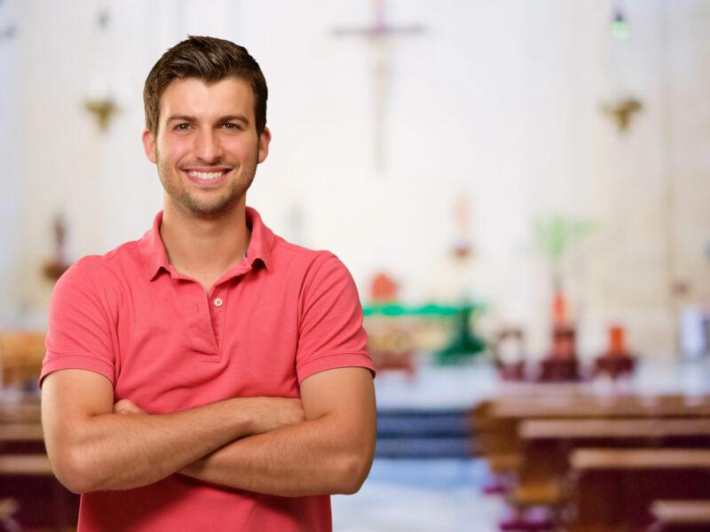 Stoned guy at mass really enjoying Body of Christ