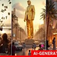 Trump shares AI video of vision for Gaza, featuring giant gold statue of Trump.