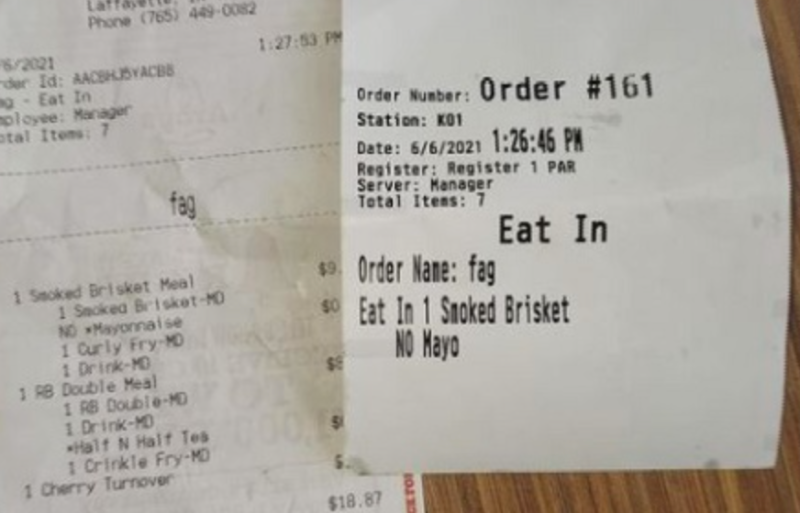 Arby's employee writes homophobic slur on receipt for gay couple -- and quickly finds himself without a job - Raw Story - Celebrating 17 Years of Independent Journalism