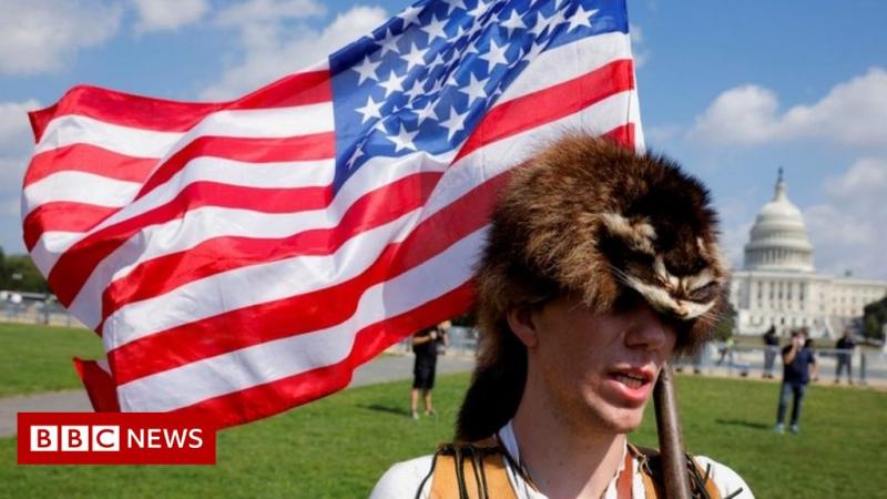 Police outnumber protesters at right-wing Capitol rally - BBC News